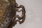 Vintage Ornate Silver Plate Serving Tray Footed With Handles Etched Design 22 