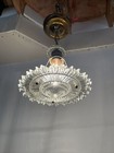 Vtg Art Deco Semi Flush Mount Glass Fixture Starburst 20s 30s 40s 50s Atomic Mcm