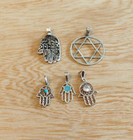 Lot Of 4 Hamsa   Star Of David Silver Pendants     Silver 925   Solid Silver