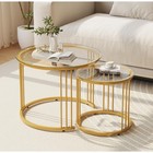Nesting Coffee Table Round Modern Design Space Saving Sturdy End Tables