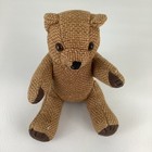Vintage Brown Burlap Jointed Hand Crafted Teddy Bear Plush Stuffed Animal Toy 