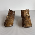 Victorian Leather Baby Shoes Toddler Child Doll Antique High Top Brown Read