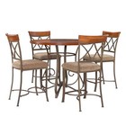 5-pcs Dining Table Set Steel Pub Chairs In Matte Pewter   Bronze