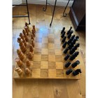 Large 24    Vintage Hand-carved Wooden Chess Set With A Folding Board 8    King