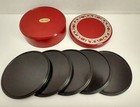 Lot 5  Box  Vintage Japanese Black Red Lacquer Coasters  Nut Dishes