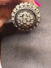 Vintage Rhinestone Hat Pin 7 5  Long Large Domed Paste Glass Stone Art Deco Styl