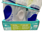 Evenflo Advanced Vented Angled Baby Bottle Set 3 Pack 6oz Navy Blue Gray