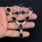 Amethyst Gemstone Handmade 925 Sterling Silver Jewelry Necklace  earring Set