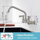 Commercial Kitchen Faucet 8 Inch Center Wall Mounted 360   Swivel Sink Mixer Tap