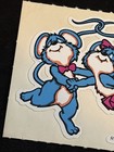 Vintage Bj Vinyl Dancing Mice Sticker - Rare   Htf