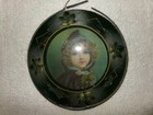 Antique Round Glass Flue Cover Victorian Girl 12 Inch Circumference Tlc