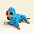 Blue Purple Spotted Dinosaur Pet Pajamas Fleece Dog Jumpsuit Costume Hoodie