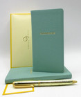 Address Book Pocket Size 3x6 Goatskin Leather Cover Graphic Image Robin s Egg
