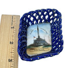 Cleveland Ohio Oh Antique Souvenir Cobalt Blue Porcelain Public Square Trinket