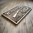 Winchester Repeating Arms Solid Brass Plaque Raised Lettering  6 75  X 3 75  