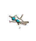 Vintage Southwestern Sterling Silver Turquoise Roadrunner Bird Pendant