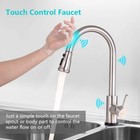 Brushed Nickel Touch On Sensor Kitchen Faucet With Pull Down Sprayer Mixer Tap