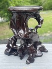 Antique Hand Carved Chinese Hard Wood Naturalistic Asian Art Display Stand Base