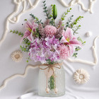 Faux Flowers With Vase  Artificial Silk Flowers In Vase For Mom Gifts  Fake Pink