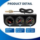 52mm Triple Gauge Set Oil Pressure Water Temp Volt Meter 2  Car Kit 
