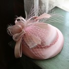 Pink Women Bow Fascinator Hat Feather Cocktail Wedding Tea Party Hats With Veil