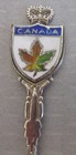 Vintage Calgary Canada Sterling Silver Enamel Souvenir Spoon Maple Leaf Demi