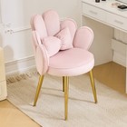 Modern Dining Chair Small Accent Chair With Adustable Gold Legs bow Pillow