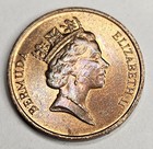 1986 Bermuda 1 One Cent - Bronze World Coin - Queen Elizabeth Ii