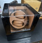Brown Black Dual Watch Winder For 1-3 Watches Leather Glass Lid