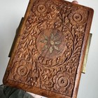 Hand Carved Wooden Rectangular Decorative Box Brass Floral Accent  6x4x2 - India