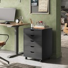 Devaise 5-drawer Wood Storage Dresser  File Cabinet W  Wheels  Home Office  Blac