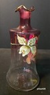 Cranberry Decanter With Stopper  Flash Glass  Hand Painted  Hand Blown  b6 Acc 