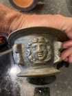 Antique Cast Brass Mortar And Pestle Mascarons  Ex Famous Collection
