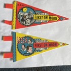 Two Vintage 1969 First On The Moon Apollo 11 Pennant Flag