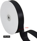 1 Inch X 100yds Black Satin Ribbon  Thin Solid Color Satin Ribbon For Gift Wrapp
