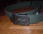 Boy Scouts Of America Green Canvas Belt W metal Buckle Sz M l Exc Cond