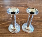 Rare Pair Of S kirk   Son Co Repousse 925 1000 Column Candlesticks 6 1 4  H 503g
