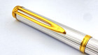 Vintage Waterman Gentleman Fountain Pen In Sterling Silver 18k Gold Medium Nib