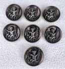 Antique Victorian Cherub On A Swing 7 Button Set Brass And Metal Shank 1 1 8 