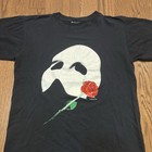 Vintage 80s Phantom Of The Opera T Shirt Mask Rose Euro Tee Black Faded Men M
