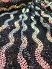 Black Stretch Velvet Black Sequin Iridescent Leave Fabric By The Yard Dress