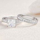 Engagement Wedding Ring Sets For Women Sterling Silver 2carat Princess Cut Cz