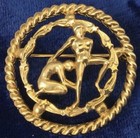 Vintage Brooch Pin Gemini Twins Zodiac Astrology Jewelry Gold Plated Metal