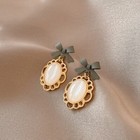 Fashion Women 925 Sterling Silver Earrings Elegant Bow Oval Opal Stud 1561