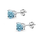 Sterling Silver 6mm Light Blue Round Stud Earrings Made W  European Crystals 