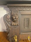Antique hand Carved Wood  Coat Hat   Rack  Lion Heads 7 Hook 