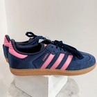 New Adidas Womens Samba Night Indigo Mauve Satin Sneakers Size 6 5