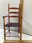 Wooden Doll teddy Chair Ladder-back Shaker Style Blue Brown Woven Seat 14   x6   