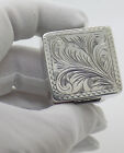 Vintage Italian Handmade Genuine Silver Chiseled Squared Pill Snuff Trinket Box