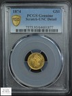 1874 Type 3 Indian Princess Gold One Dollar G 1 Pcgs Ms Unc Detail - Scratch